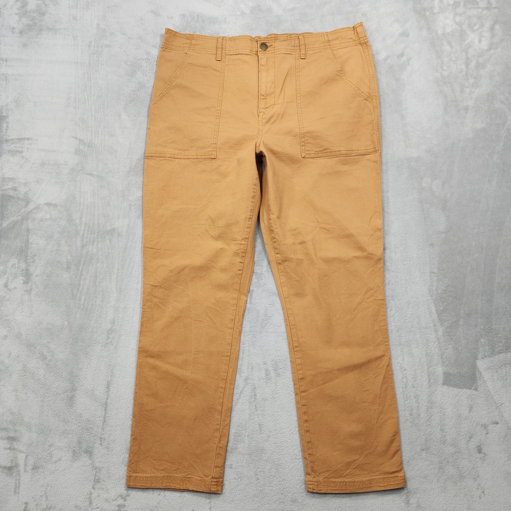 Knox Rose Pants Womens XL Brown Twill High Rise Straight Leg Stretch Casual